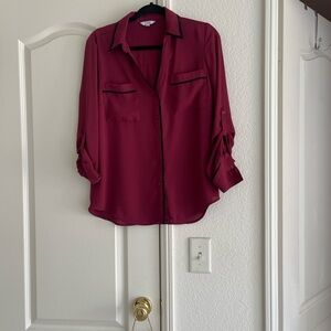Candie's Maroon Button-Down Shirt with Black Accents
